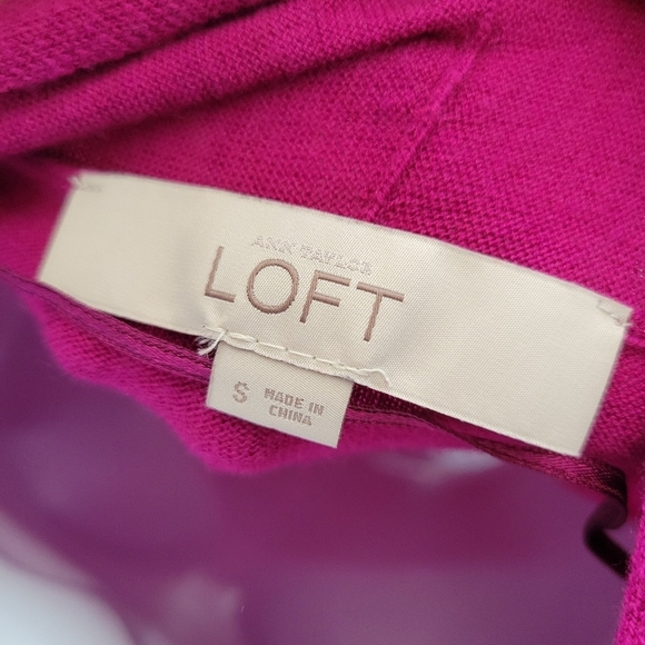 Ann Taylor Loft Women's Small Magenta Pink Long Sleeve Cardigan 25% Wool Blend - Picture 4 of 8